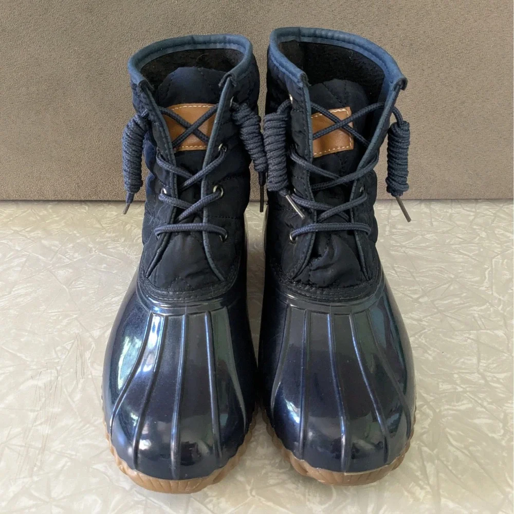 Rue21 Navy Blue Quilted Nylon Duck Boots Size 6 QUILTDUCK Rain Boots